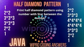 Half Diamond pattern using number and star | Wipro Coding Answer | number pattern | Wipro questions