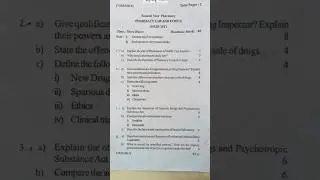 Pharmacy Law and Ethics Paper #dpharma#exam#pharmacy#dpharmaexam#dpharmapaper#dpharmaexitexamupdate