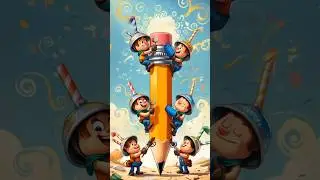 Tiny Mechanics vs. The Giant Pencil! #TinyWorkers #shorts #CartoonShorts
