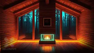 Cozy Neon Log Cabin in the Rainy Forest 🌧️🔥 | Timeless Cyberpunk Ambience for Sleep & Focus