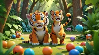 Five Baby Tigers Learn to Share | Sharing Song for Kids | Fun Educational Nursery Rhymes