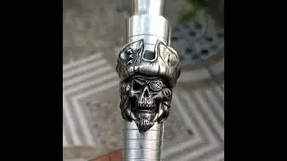 Bearded pirate skull ring, eye patch pirates skull rings, biker ring, huge ring, punk rock #gift