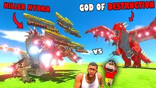GOD of DESTRUCTION vs KILLER HYDRA in Animal Revolt Battle Simulator with SHINCHAN and CHOP