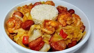 Southern style fried cabbage | Recipe | full meal with sausage & shrimp 