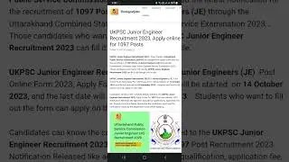 😚 UKPSC JE Notification 2023 Out ✅ #ukpsc #latest #job #thinkgovtjob