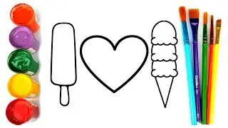 Drawing & Painting Ice Cream Heart to Learn Colors For Kids with Kids Songs | VOVING COLORING