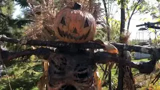 Pumpkinrot style corpsed pumpkin head scarecrows.