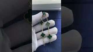 Van Cleef Arpels Vintage Alhambra 18ct Yellow Gold 5 Motifs Malachite Bracelet
