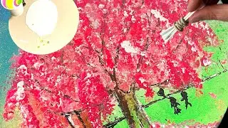 Flip Cup Cherry Blossom Tree | Acrylic Pour Painting Step by step @KimsArtAlchemy