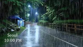 Instant Relaxation with Night Gentle Rain on City Street | ASMR Rain to Deep Sleep
