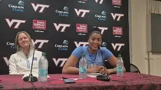 #Тренер UNC Кортни Бангхарт и форвард Найла Харрис после победы Tar Heels в овертайме над Va. Tech