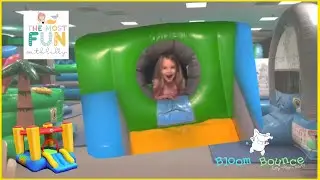 GIANT INFLATABLE SLIDE PLAYGROUND for kids & Little Tikes Bounce House in Lilly&rsquo;s playroom