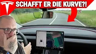 Überlebt der Tesla das?! Autopilot in extremer Kurve getestet! (2025.14.6) 😱🔥