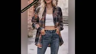 Women's Casual Loose Comfortable Fit Blouse Plaid Print Long Sleeve Turn Down Collar Shacket
