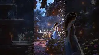 A Girl in a Dreamy Garden Encounters a Romantic Night #fantasy #digitalart #garden #aiart