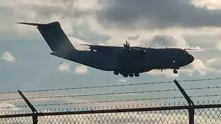 UK Royal Air Force A400 Atlas lands at Pease, Newington, N.H.