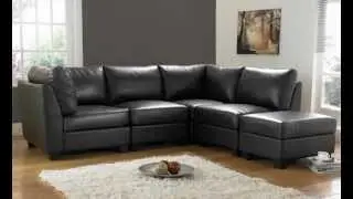Havana Black Leather Corner Sofas