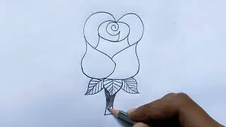 Rose flower drawing from letter S & ❤️ sign l Easy Rose drawing tutorial step by step for beginners🌹