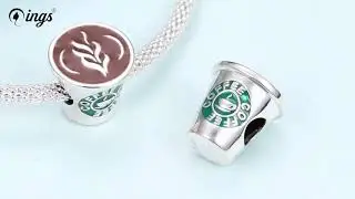 Qings jewelry  925 Sterling Silver Coffee Time Charm Bead Gift SCC1545