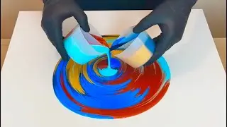 ALL NEW Split Cup KISS Pour / Blues + Metallics 🔵 Abstract Acrylic Art Painting