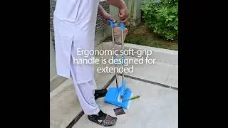 Long Handled Dustpan and Brush Set with Stiff Bristle Broom