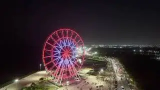 Barranquilla ....  Malecón y Luna del Rio Nocturna