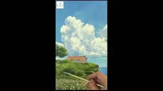 Sky Blue & Ultramarine Acrylic Painting with White | Easy Landscape Color Mixing Tutorial