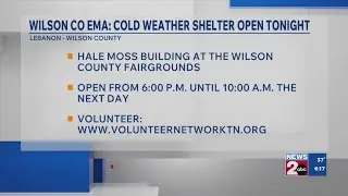 Cold weather shelter open Monday night in Wilson County