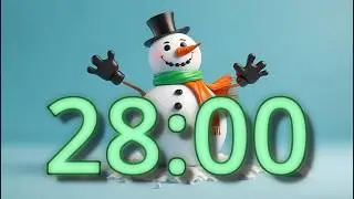 28 Minute Cute Winter Snowman Countdown Timer (Soothing Wind Chimes Alarm)