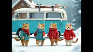 Kittens Winter Trip   Funny Cats doing human things  #ai #animals #video #viralvideo
