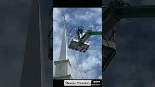 Church Steeple Cleaning from a lift - Carolina Xtreme Power Washing
