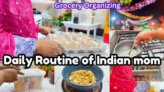 Daily Routine Of Indian Mom|| Grocery Shopping & Organizing/chicken Dum Biryani || muscat festival