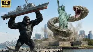 KING KONG Saves City from Deadly Giant Burmese Python Attack! 🦍 vs 🐍