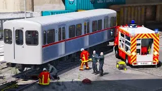[GTA 5] UN HOMME COINCÉ SOUS LE TRAIN !! LES POMPIERS DE PARIS LE SAUVE #46