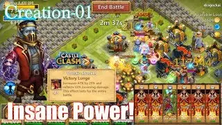 Creation-01 Damage Traits & Victory Lunge Lv5 INSANELY POWERFUL? Castle Clash