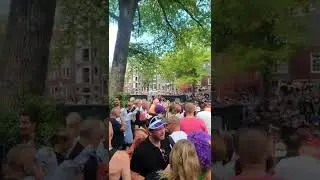 Walking along Amsterdam Pride Canal Parade 2022 #shorts #pride
