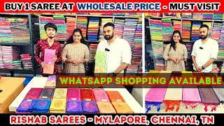Must Visit Shop 💥 Buy 1 Saree At Wholesale Price 🤩 Rishab Sarees Mylapore | Priya Just now fashion