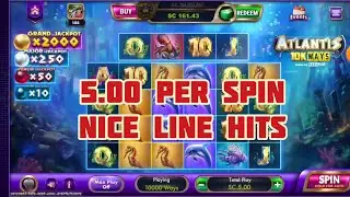 Luckland Slots: Atlantis 10k Ways - Nice line hit!