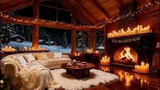 Cozy Cabin Fireplace Ambience | Calm Winter Night with Soothing Crackling Sounds (45 Minutes)