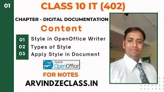 Use Style in Open Office Writer  Chapter- Digital Documentation | Class 10  IT(402) Chapter 1