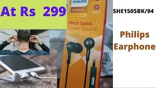 Philips Earphones (SHE1505BK) - Rich bass Clear sound | 10mm speaker drive