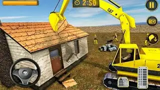 Wrecking Crane Demolishing an Old House 3D - Heavy Crawler Excavator Driving 2023 - Android Gameplay