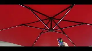 Smart outdoor umbrella with APP-control LED lights