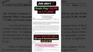 💼 Forensic Scientist Govt Job | FSL Delhi Notification Out!