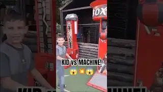 Little kid vs GIANT boxing machine&hellip; who wins? 😱😂#shorts #viral