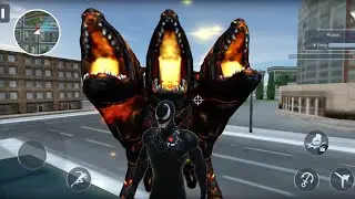 Venom Spider Rope hero City Battle | Flying Superhero Vs 3 Head Monster - Android GamePlay
