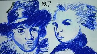 Digital long art No. 7 2 blue portrait drawing