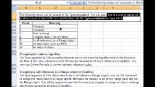 Using Input Box in vba code, the InputBox Method