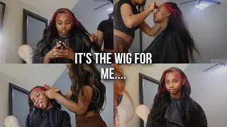 Red Skunk Stripe Wig Install on @Vickylu777  | Ossilee hair