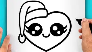 DISEGNI FACILI DA FARE | COME DISEGNARE UN CUORE DI NATALE FACILE (VIDEO DI DISEGNI NATALIZI KAWAII)